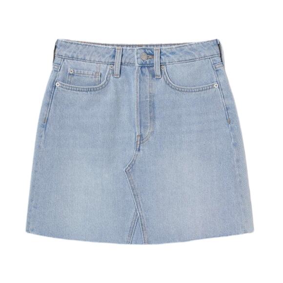 NWOT H&M Button fly, Raw-edge, Short Denim Skirt Sz 14 - Picture 1 of 11